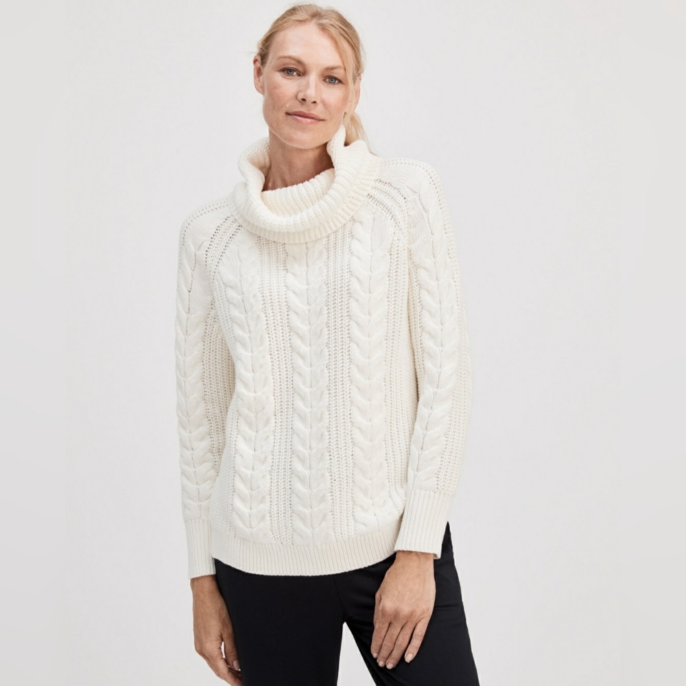 Talbots Cowl Neck Cable Knit Sweater Size Medium